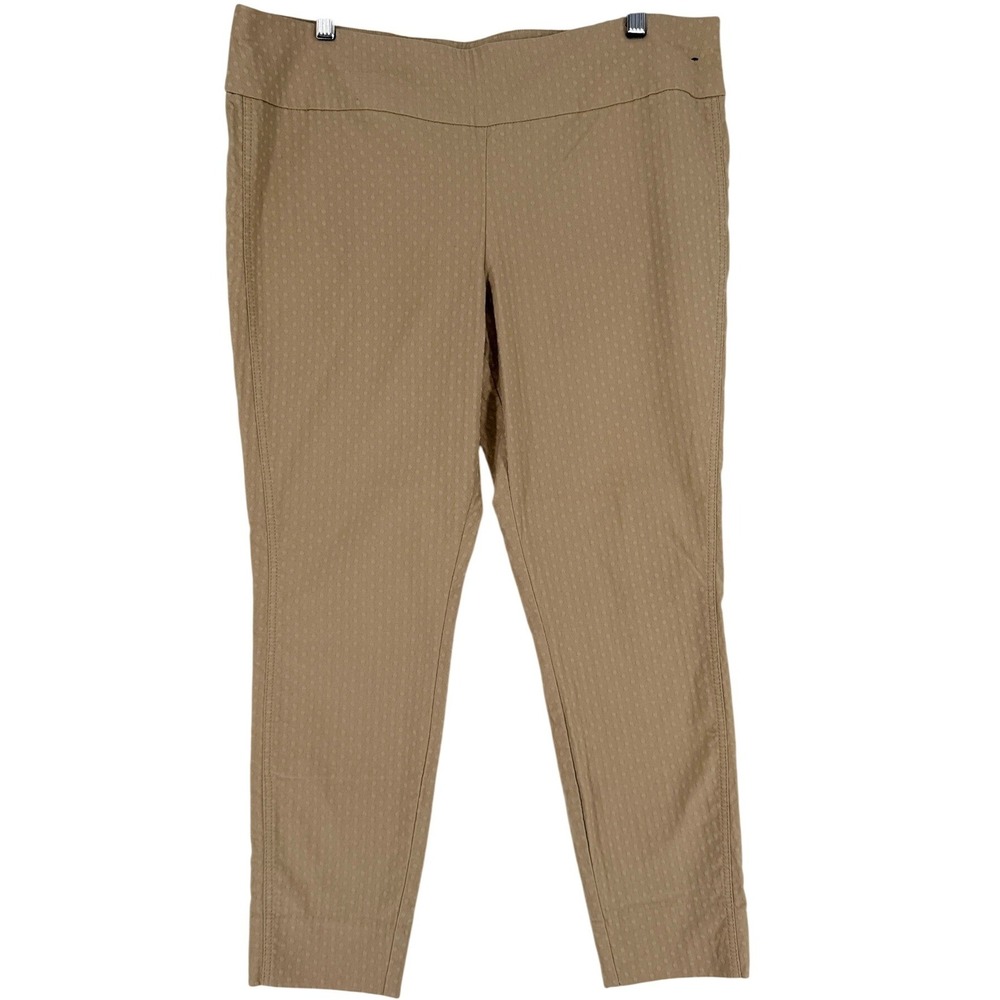New York & Company 7th Avenue Tan Polka Dot Stretch Pull On Pants XL Khaki